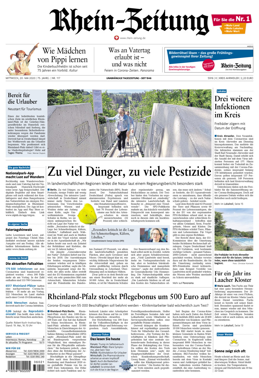 Rhein-Zeitung Kreis Ahrweiler vom Mittwoch, 20.05.2020