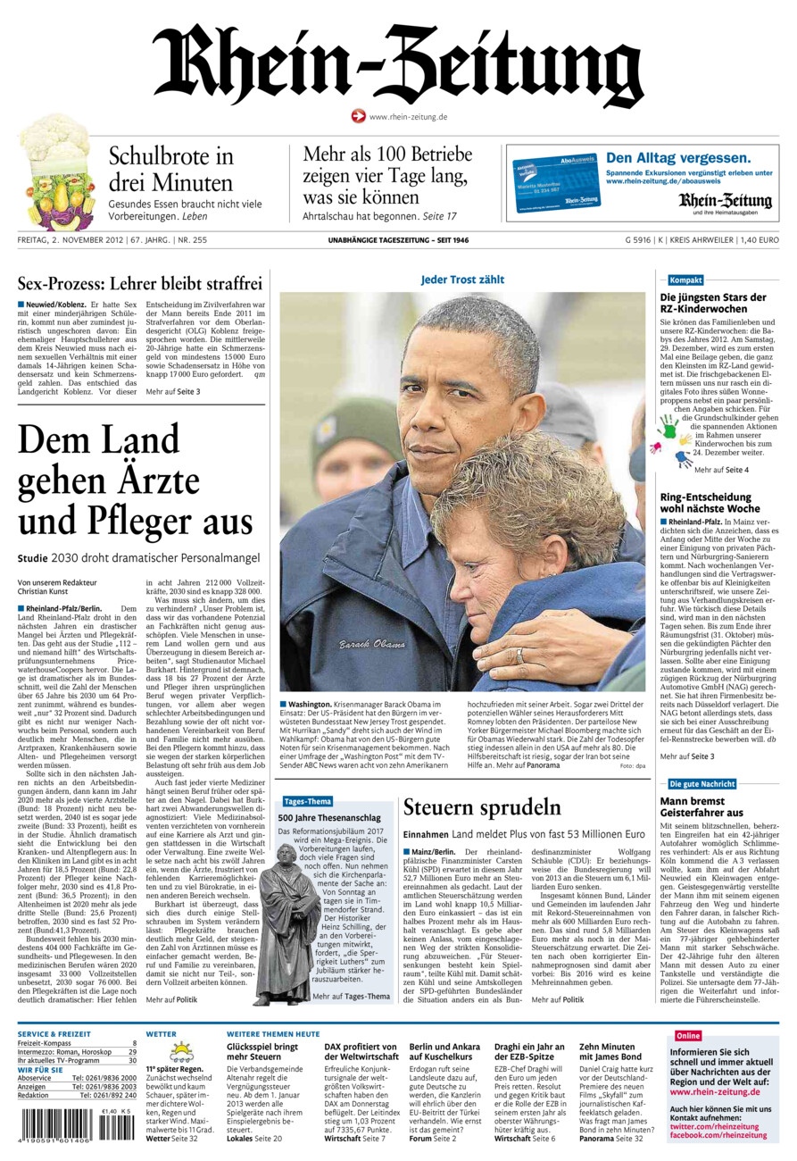 Rhein-Zeitung Kreis Ahrweiler vom Freitag, 02.11.2012