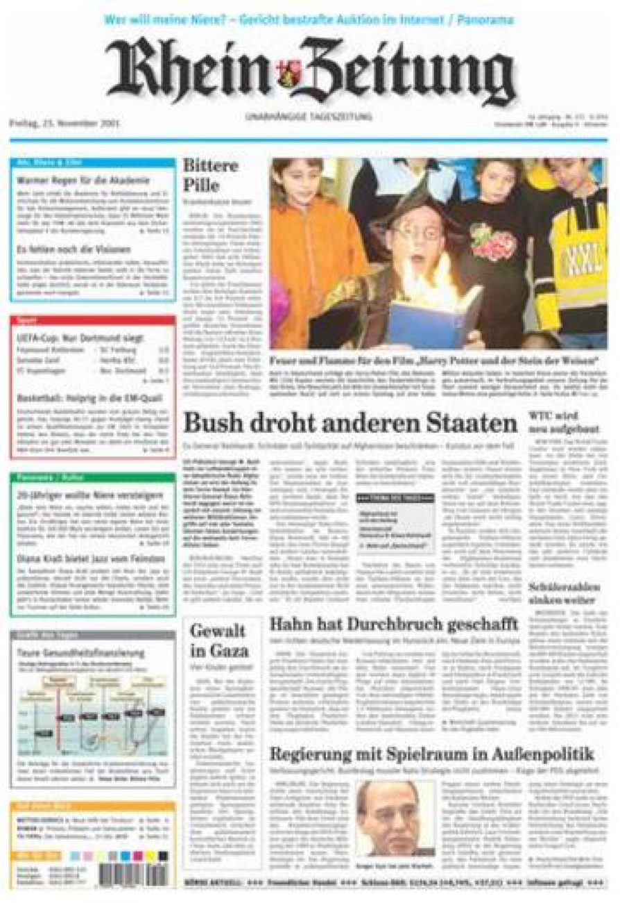 Rhein-Zeitung Kreis Ahrweiler vom Freitag, 23.11.2001