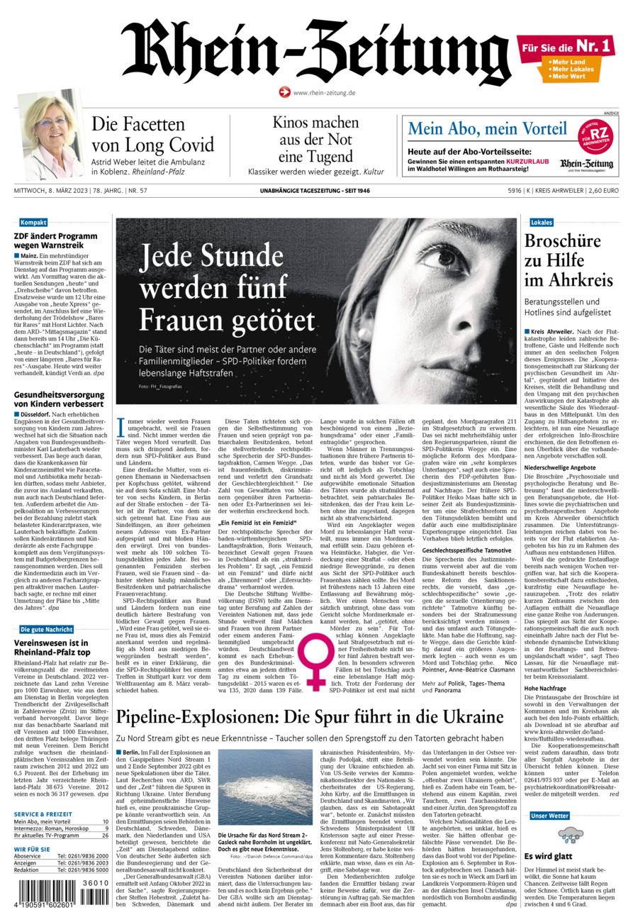 Rhein-Zeitung Kreis Ahrweiler vom Mittwoch, 08.03.2023