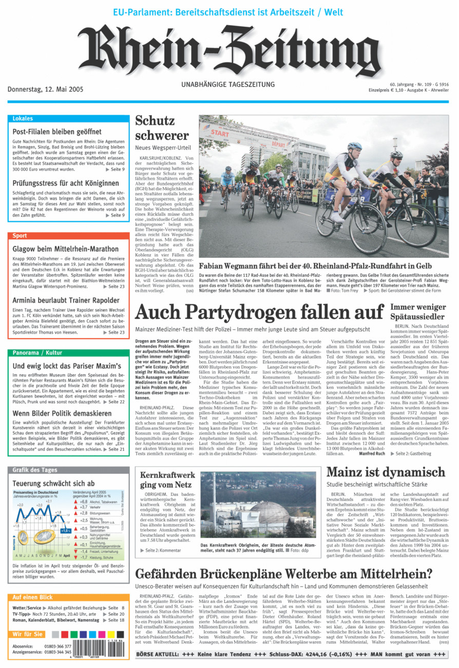 Rhein-Zeitung Kreis Ahrweiler vom Donnerstag, 12.05.2005