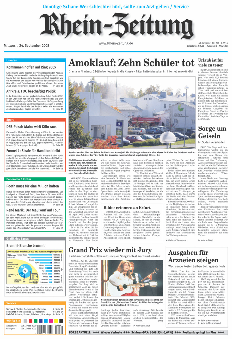 Rhein-Zeitung Kreis Ahrweiler vom Mittwoch, 24.09.2008