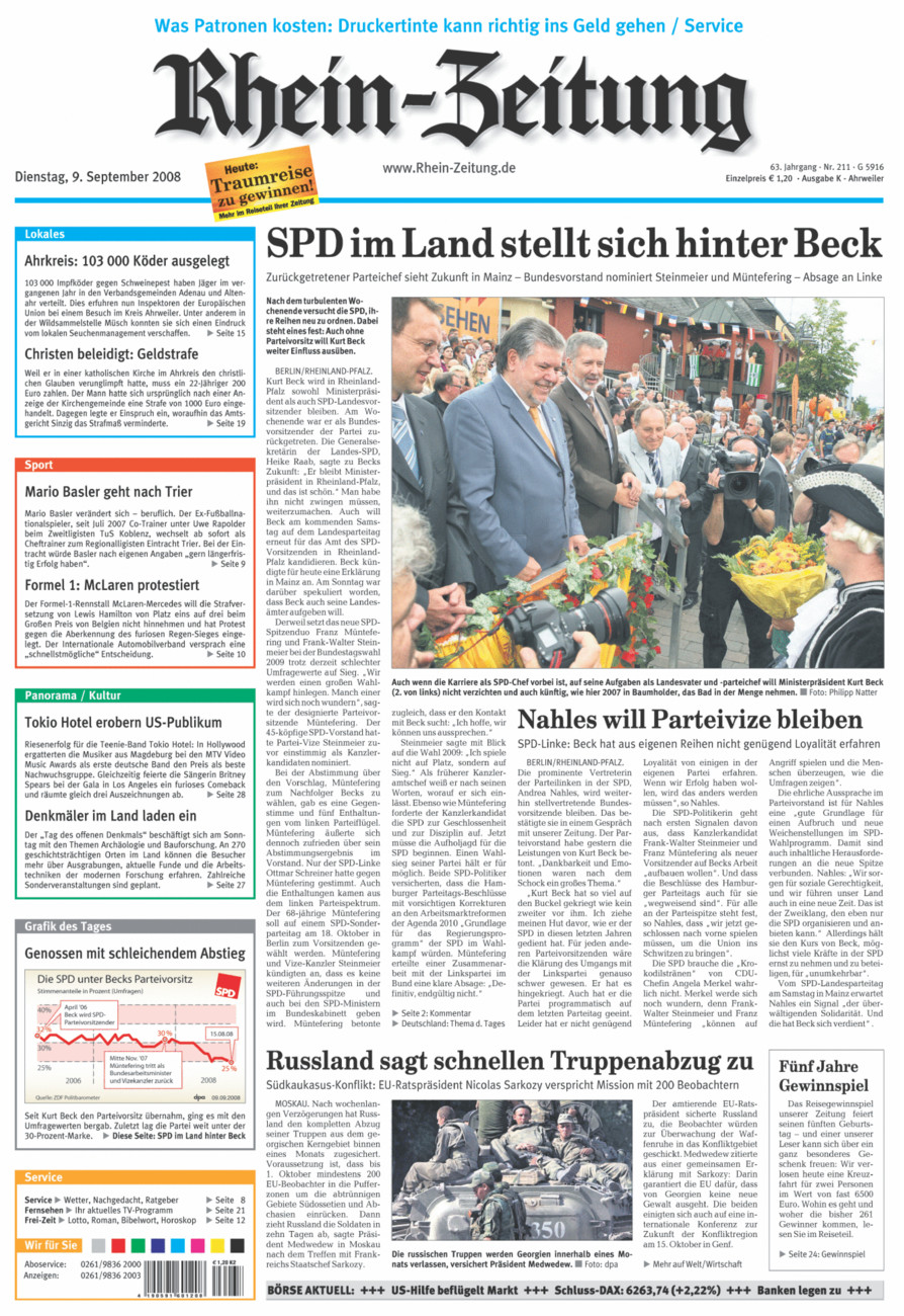 Rhein-Zeitung Kreis Ahrweiler vom Dienstag, 09.09.2008