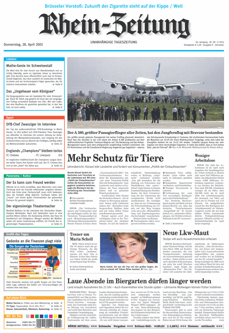 Rhein-Zeitung Kreis Ahrweiler vom Donnerstag, 28.04.2005