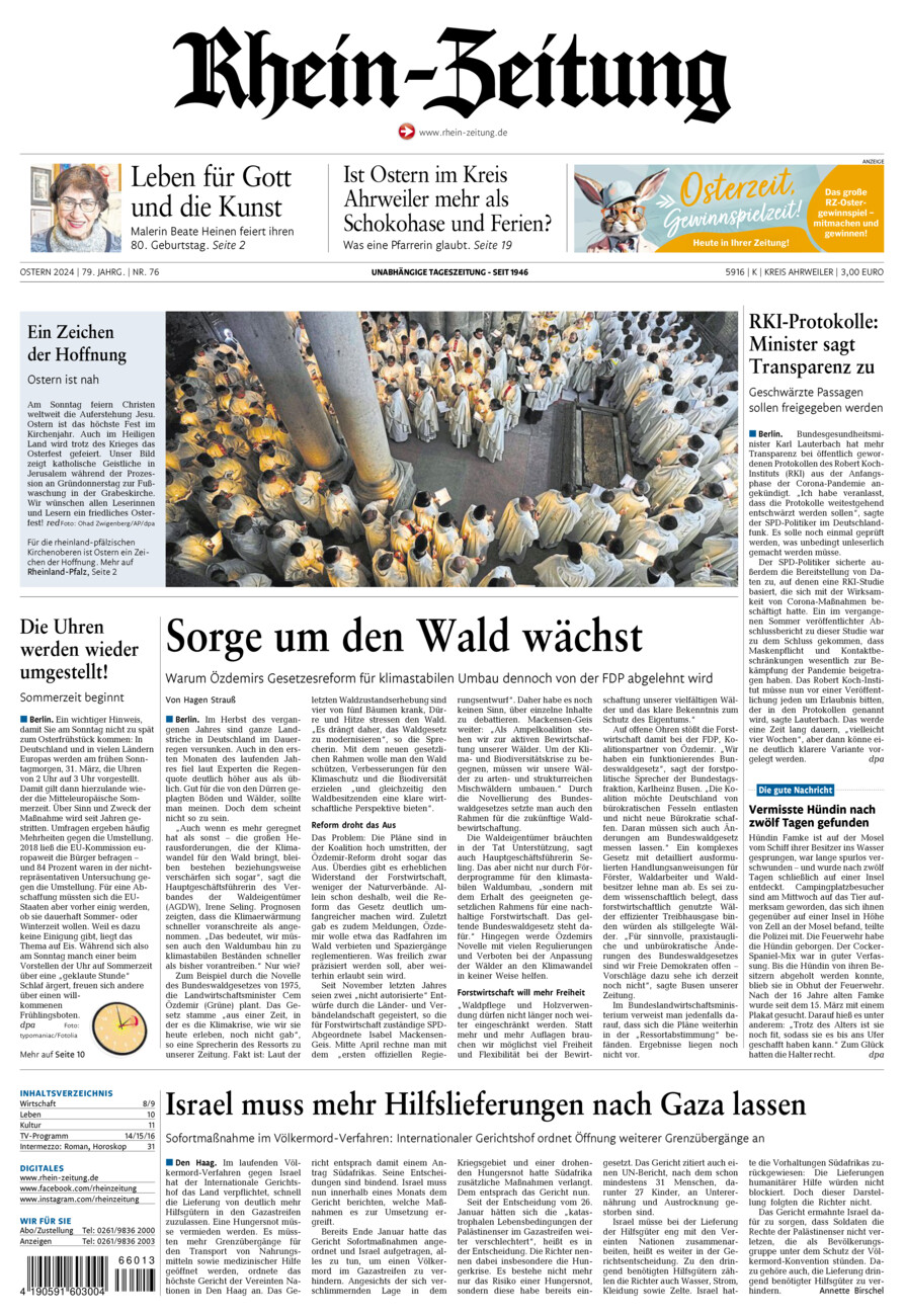 Rhein-Zeitung Kreis Ahrweiler vom Samstag, 30.03.2024
