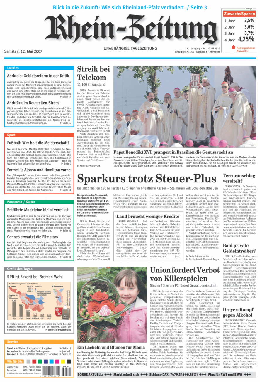 Rhein-Zeitung Kreis Ahrweiler vom Samstag, 12.05.2007