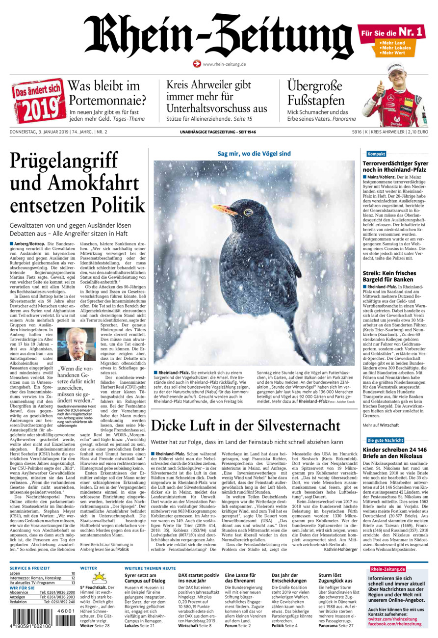 Rhein-Zeitung Kreis Ahrweiler vom Donnerstag, 03.01.2019