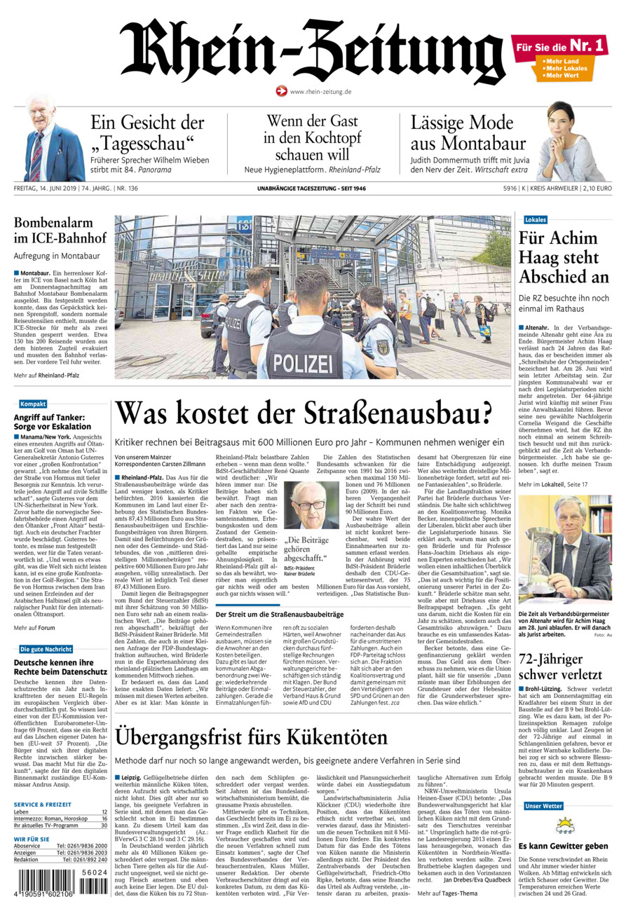 Rhein-Zeitung Kreis Ahrweiler vom Freitag, 14.06.2019