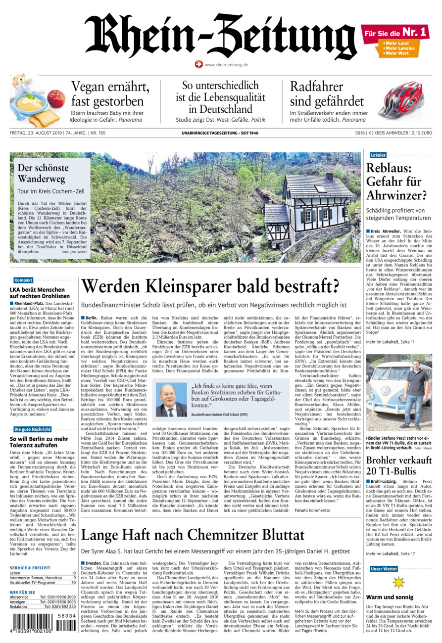 Rhein-Zeitung Kreis Ahrweiler vom Freitag, 23.08.2019