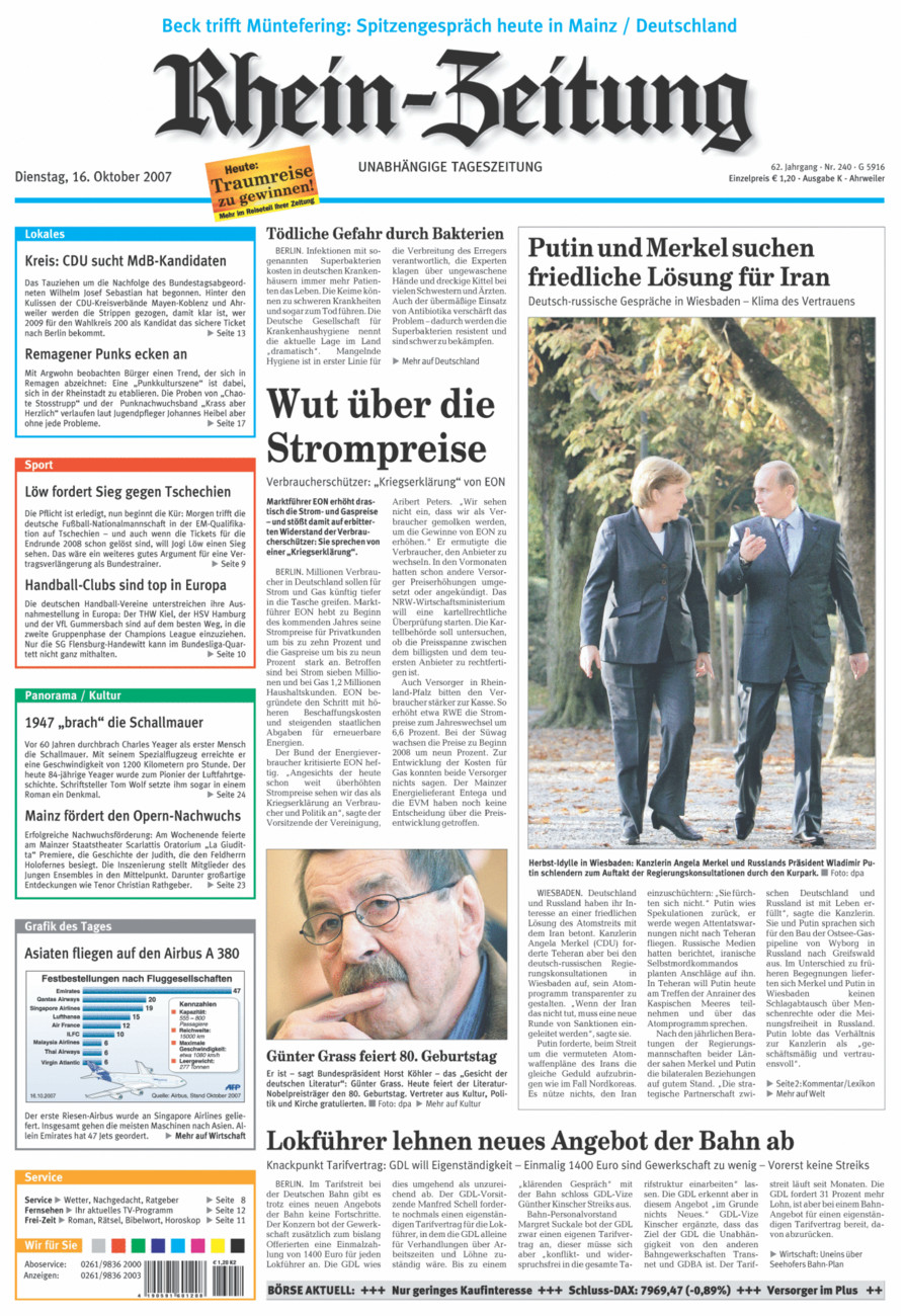 Rhein-Zeitung Kreis Ahrweiler vom Dienstag, 16.10.2007