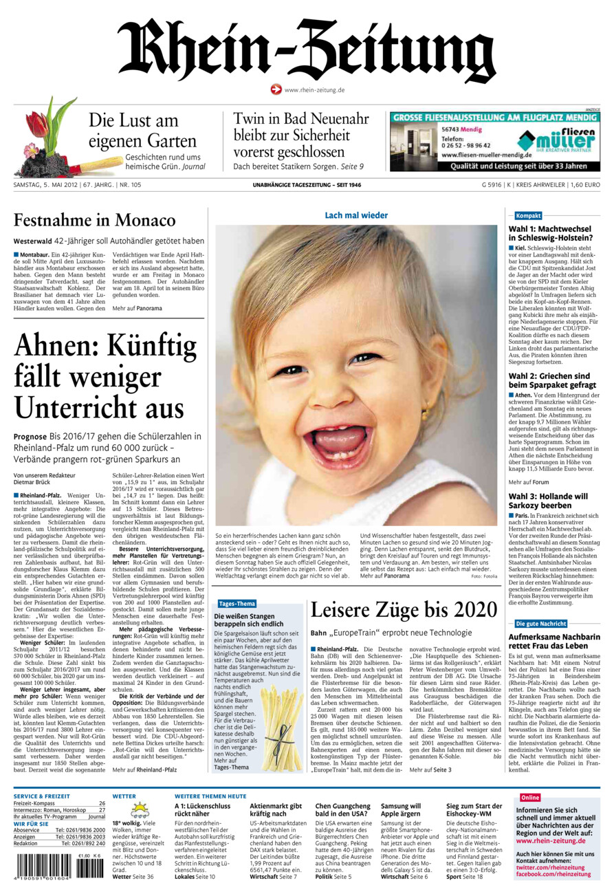 Rhein-Zeitung Kreis Ahrweiler vom Samstag, 05.05.2012