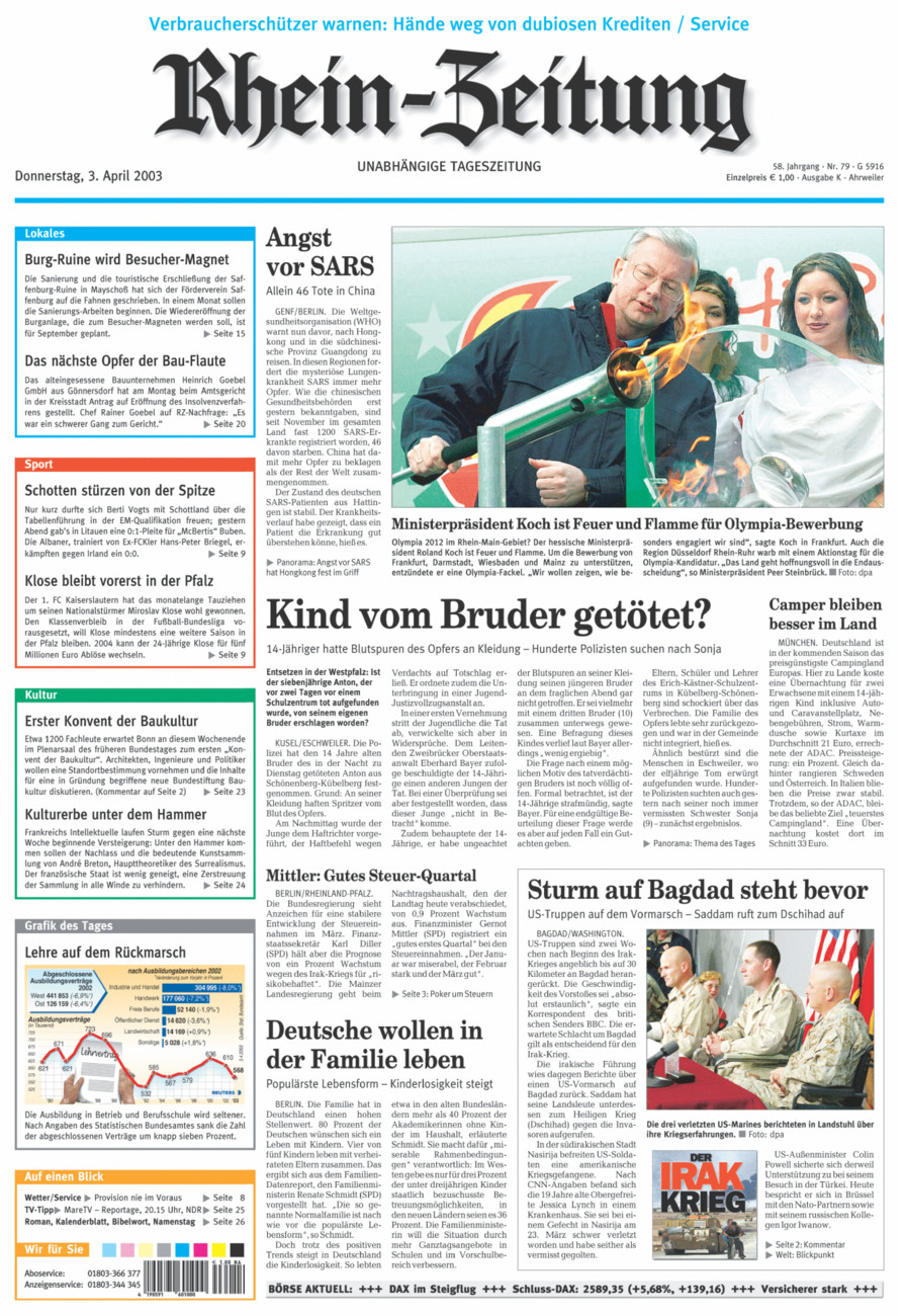 Rhein-Zeitung Kreis Ahrweiler vom Donnerstag, 03.04.2003