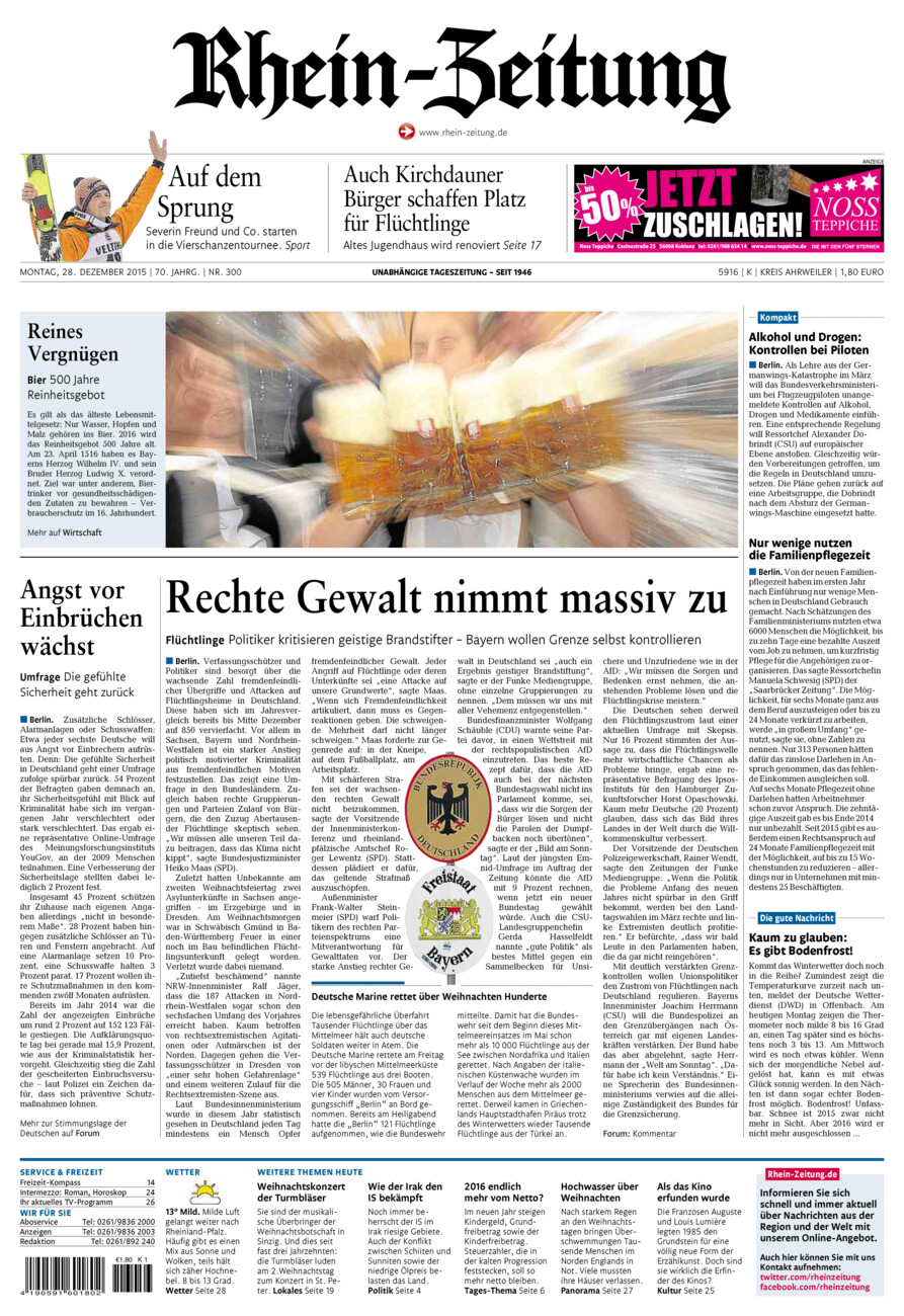 Rhein-Zeitung Kreis Ahrweiler vom Montag, 28.12.2015