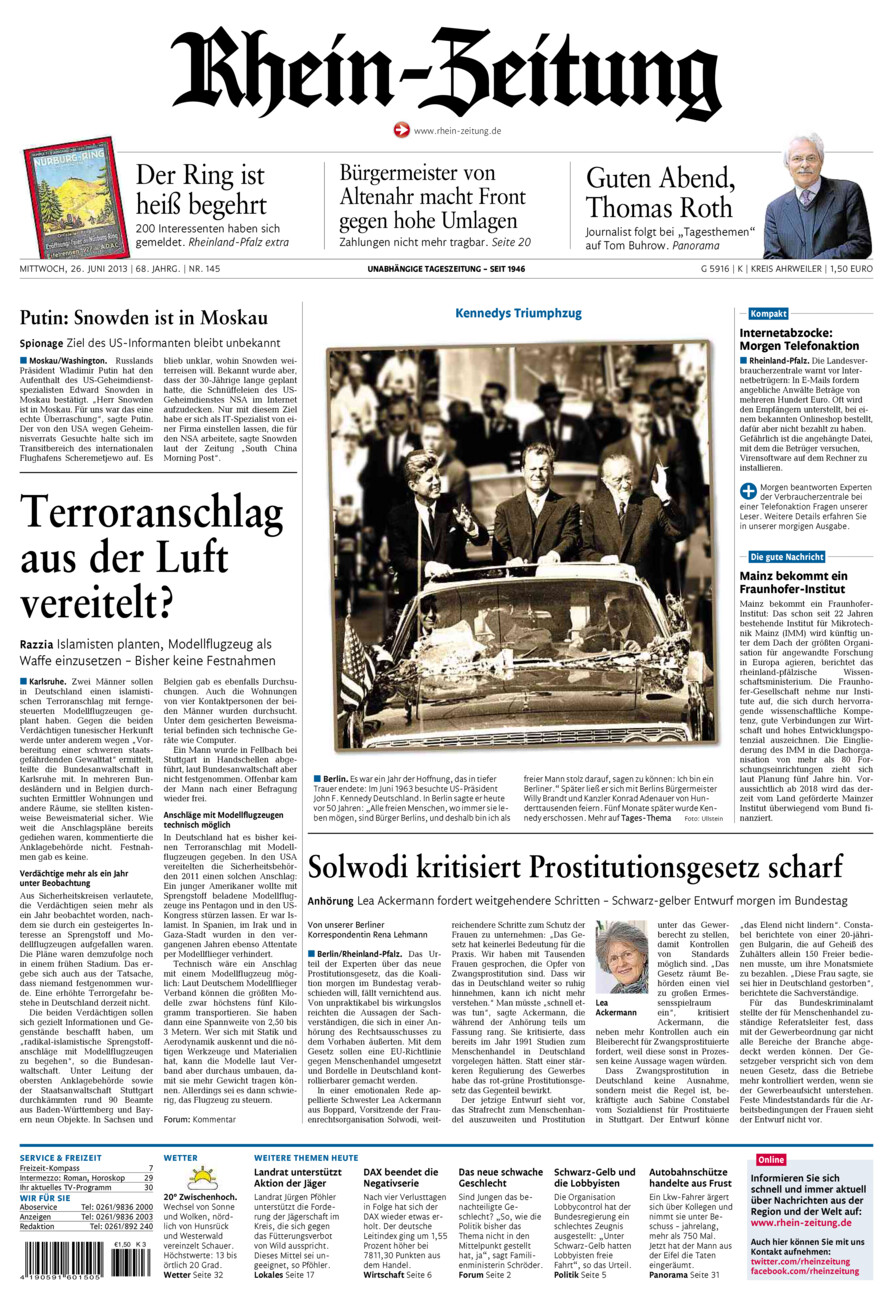 Rhein-Zeitung Kreis Ahrweiler vom Mittwoch, 26.06.2013