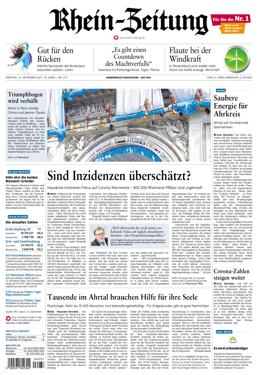 Rhein-Zeitung Kreis Ahrweiler vom Dienstag, 14.09.2021