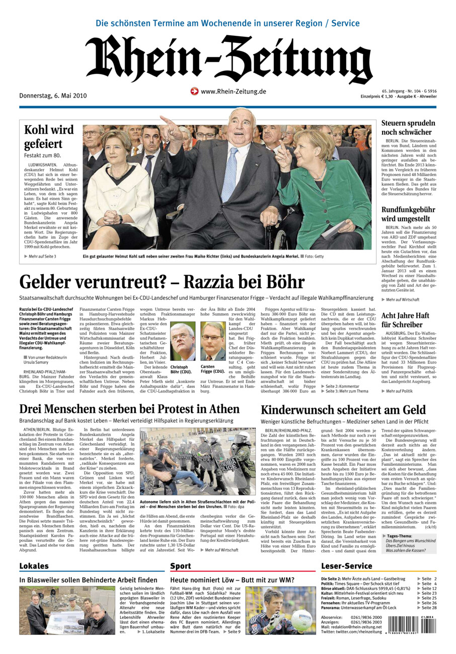 Rhein-Zeitung Kreis Ahrweiler vom Donnerstag, 06.05.2010