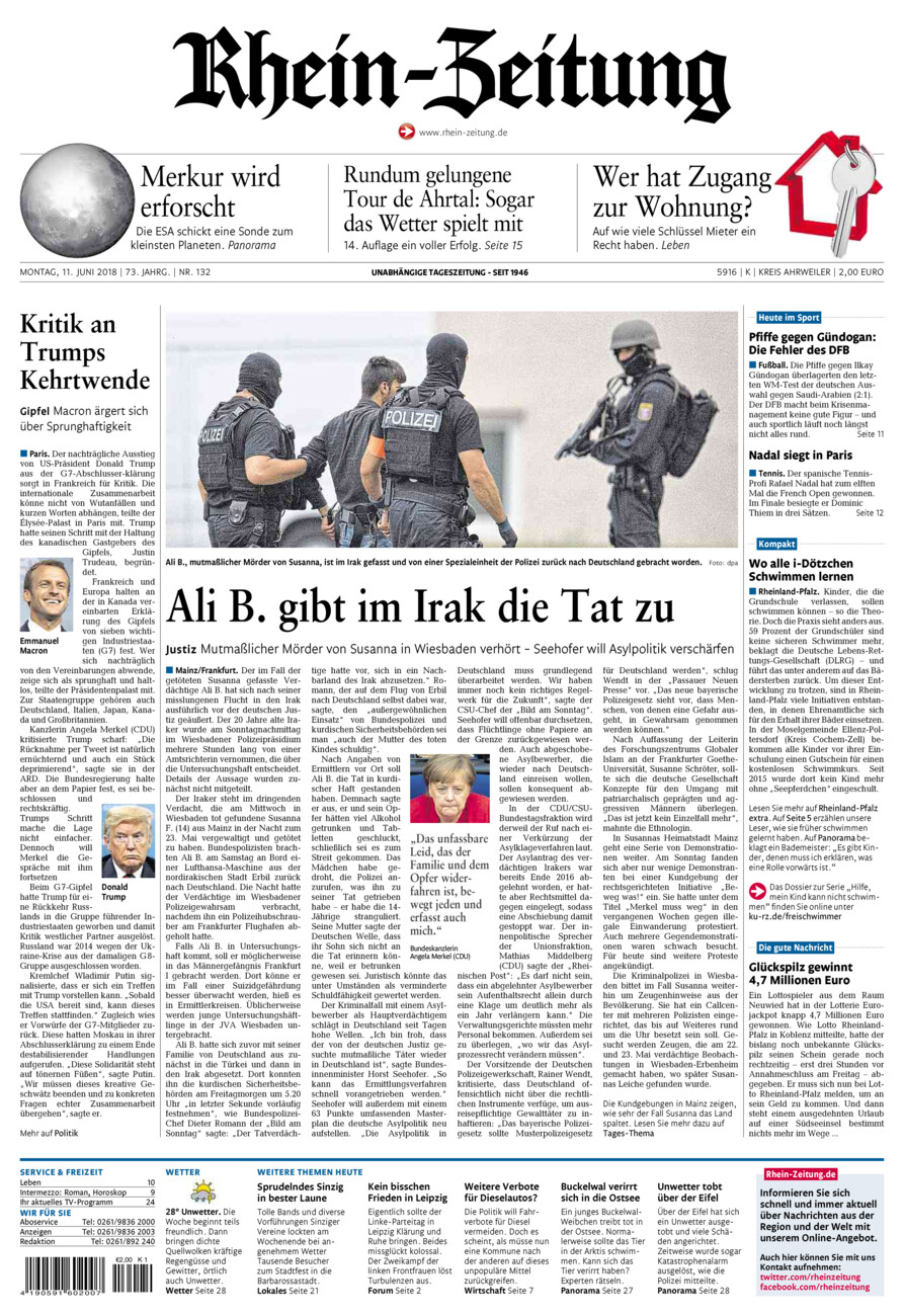 Rhein-Zeitung Kreis Ahrweiler vom Montag, 11.06.2018