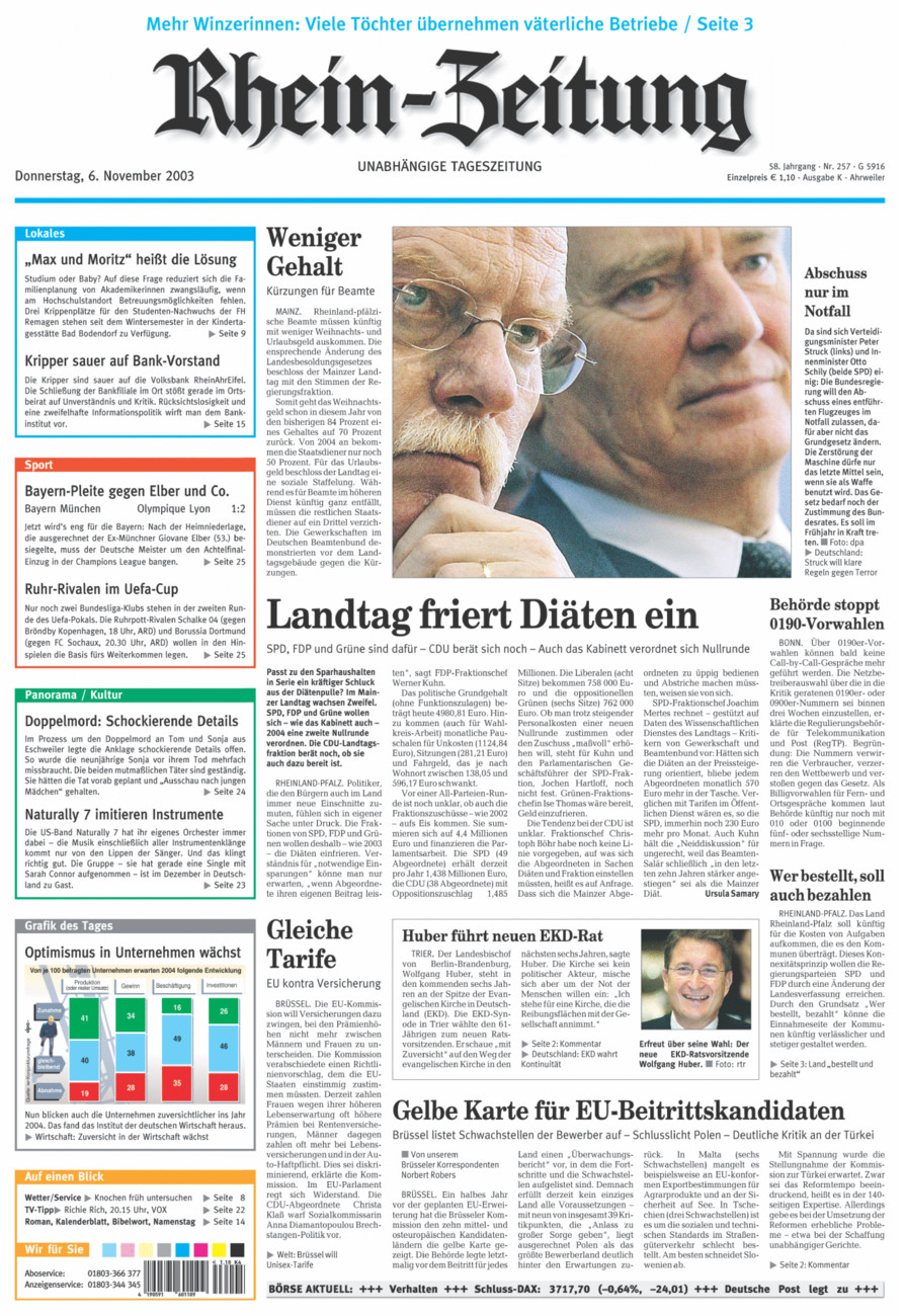 Rhein-Zeitung Kreis Ahrweiler vom Donnerstag, 06.11.2003