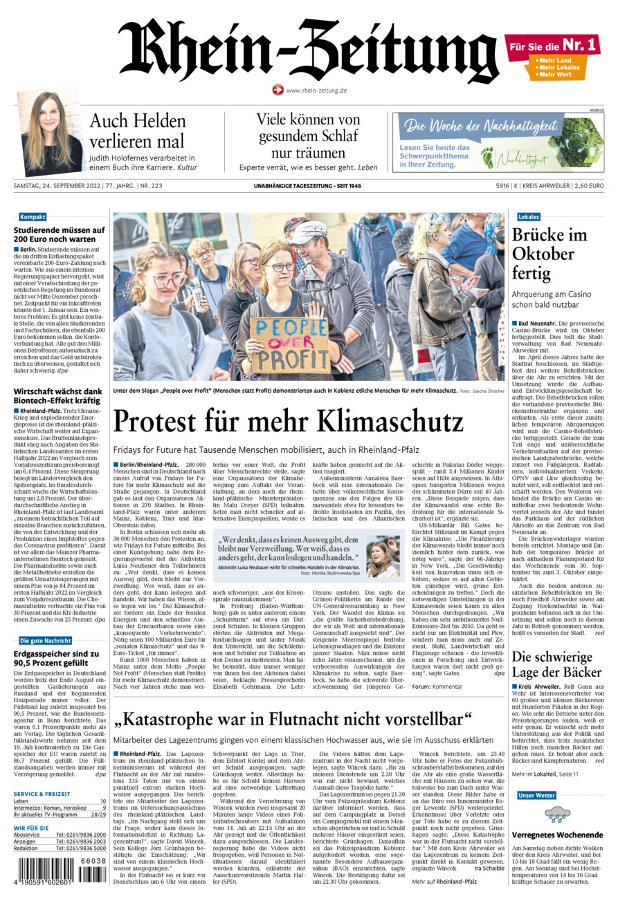 Rhein-Zeitung Kreis Ahrweiler vom Samstag, 24.09.2022