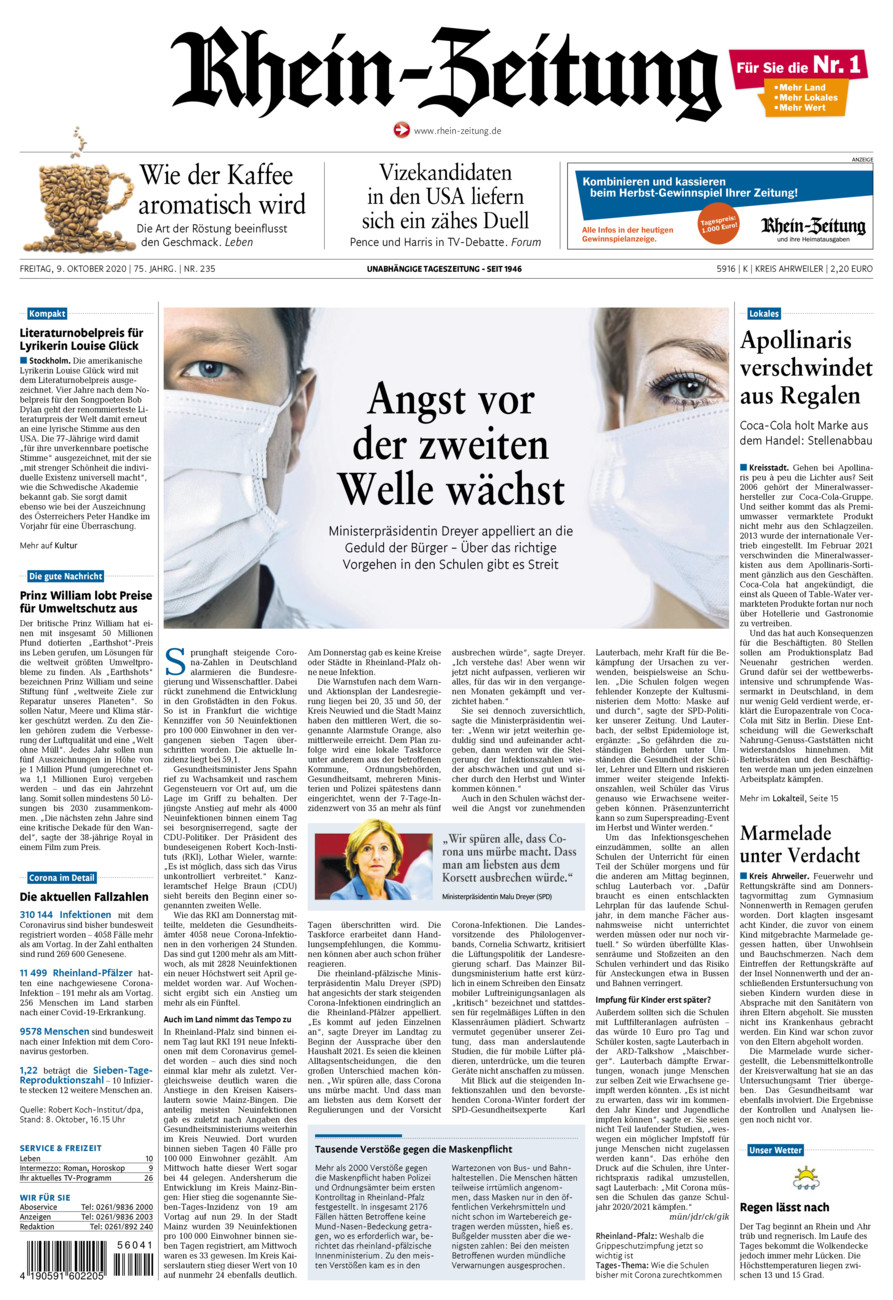 Rhein-Zeitung Kreis Ahrweiler vom Freitag, 09.10.2020