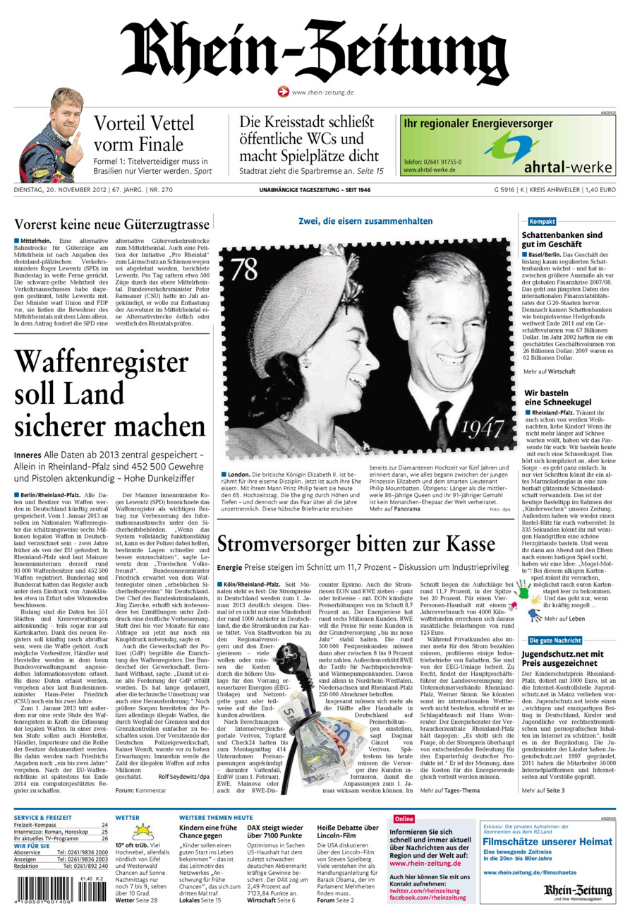 Rhein-Zeitung Kreis Ahrweiler vom Dienstag, 20.11.2012