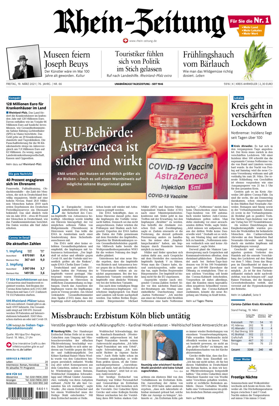 Rhein-Zeitung Kreis Ahrweiler vom Freitag, 19.03.2021