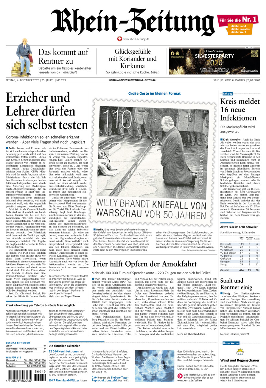 Rhein-Zeitung Kreis Ahrweiler vom Freitag, 04.12.2020