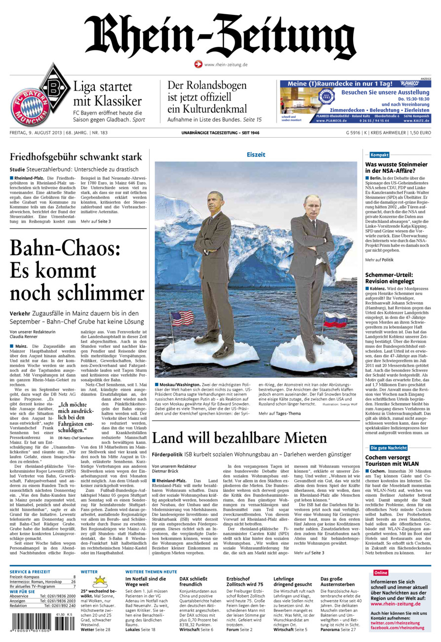 Rhein-Zeitung Kreis Ahrweiler vom Freitag, 09.08.2013
