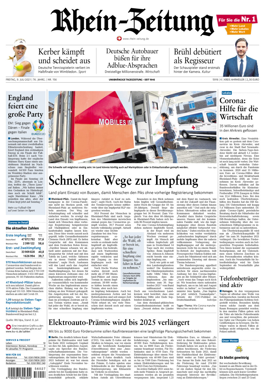 Rhein-Zeitung Kreis Ahrweiler vom Freitag, 09.07.2021