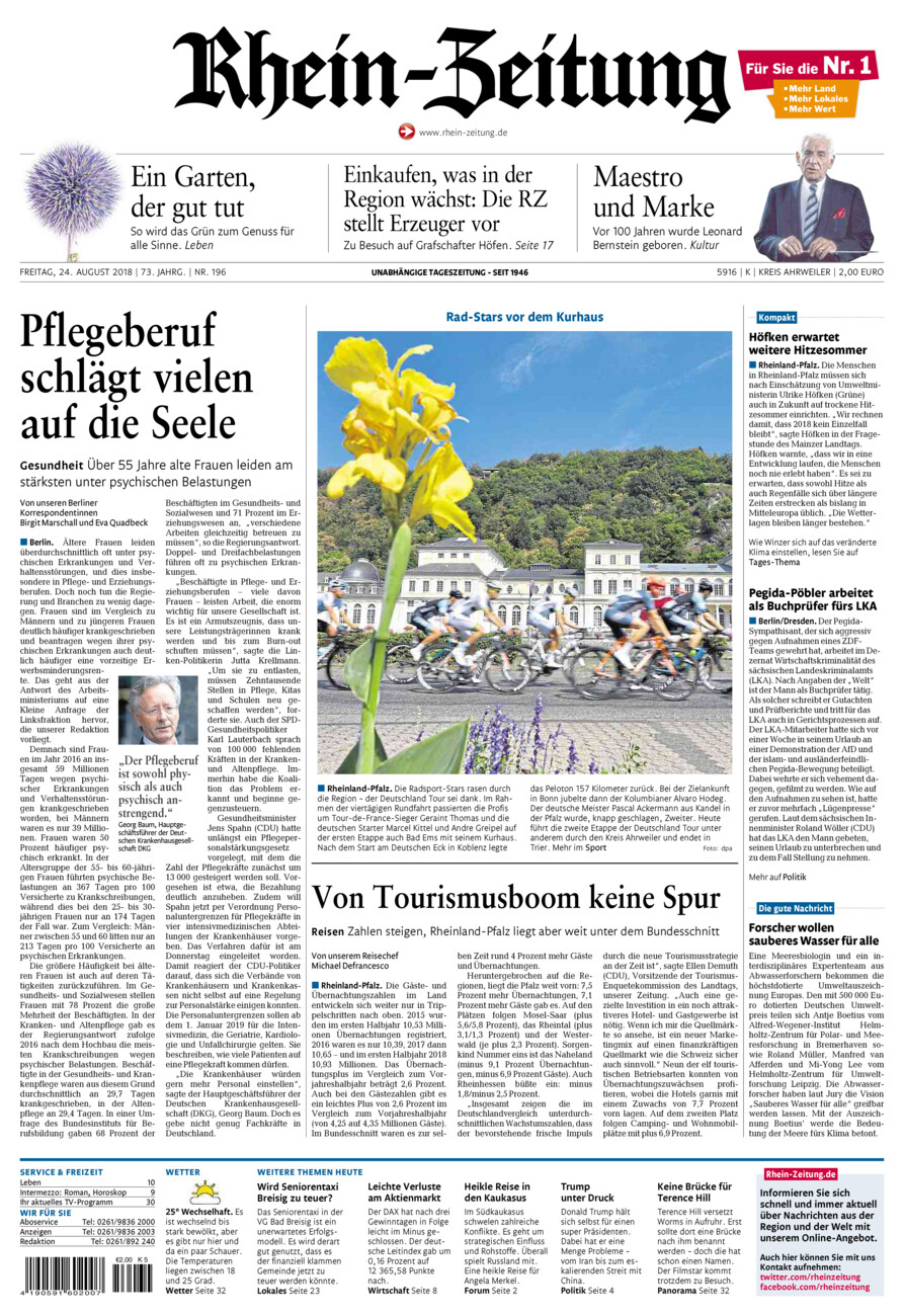 Rhein-Zeitung Kreis Ahrweiler vom Freitag, 24.08.2018
