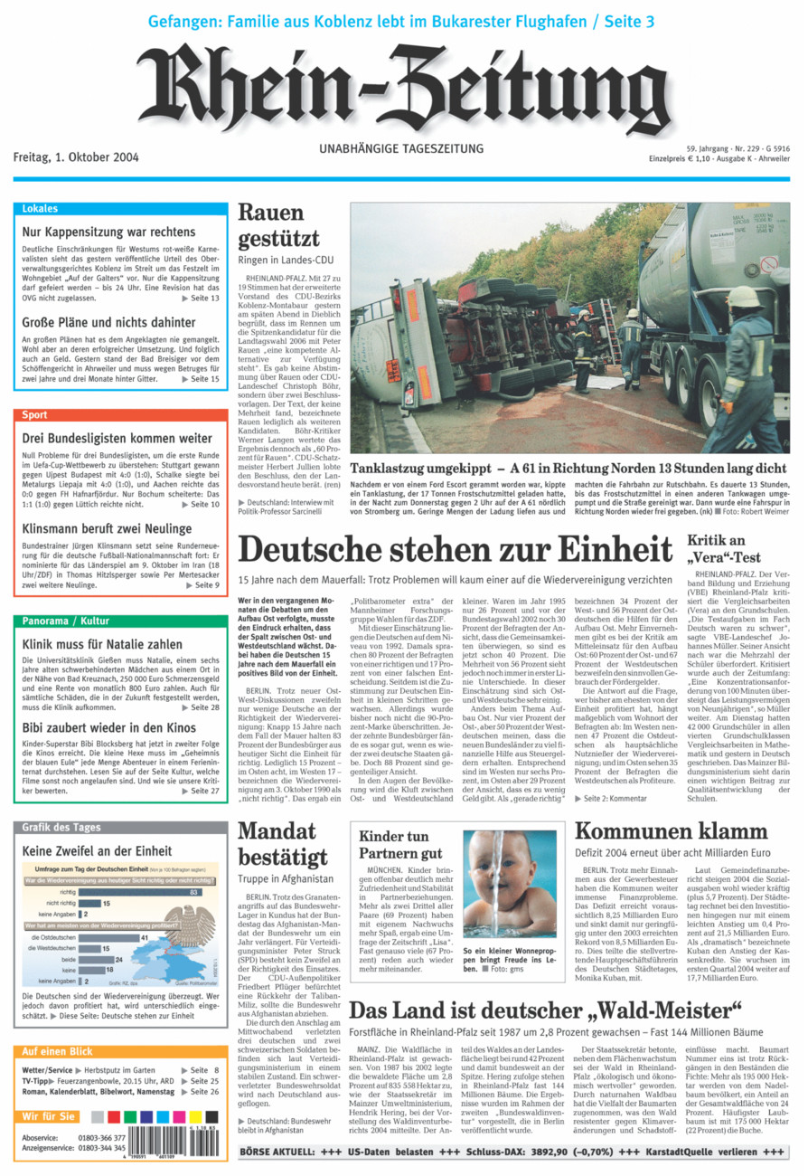 Rhein-Zeitung Kreis Ahrweiler vom Freitag, 01.10.2004