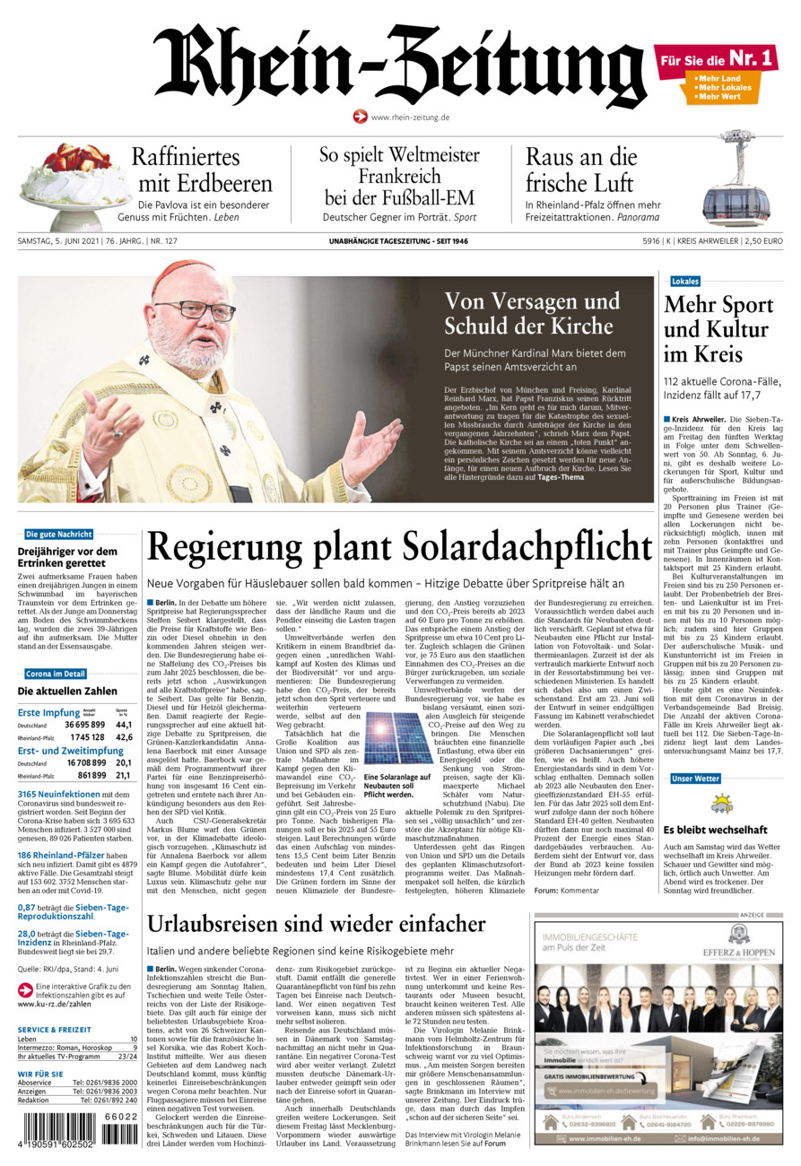 Rhein-Zeitung Kreis Ahrweiler vom Samstag, 05.06.2021