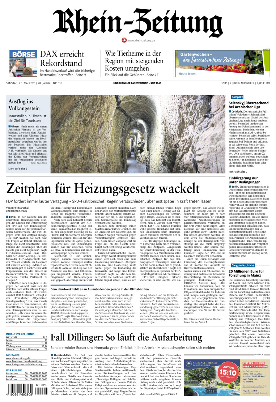 Rhein-Zeitung Kreis Ahrweiler vom Samstag, 20.05.2023