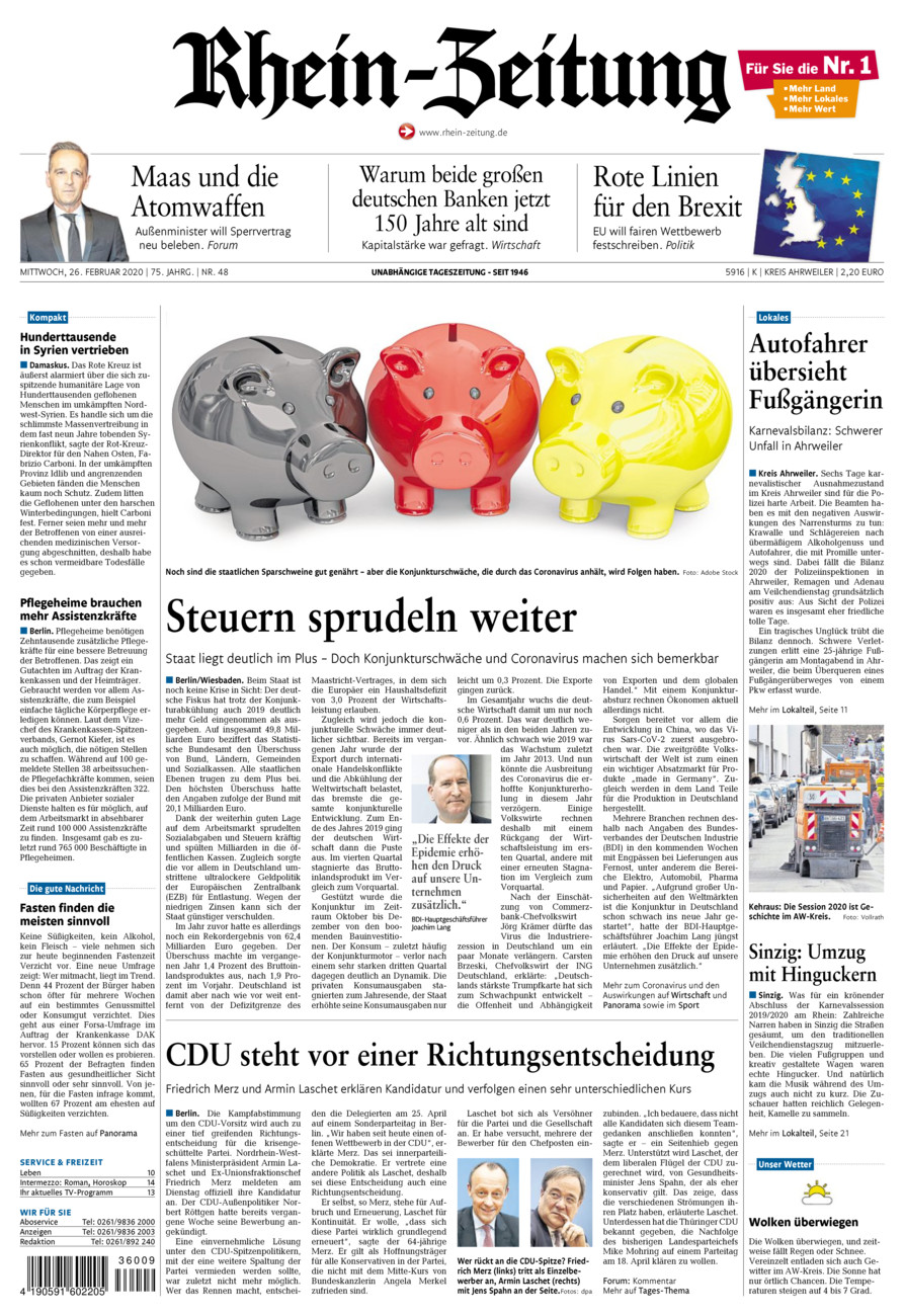 Rhein-Zeitung Kreis Ahrweiler vom Mittwoch, 26.02.2020