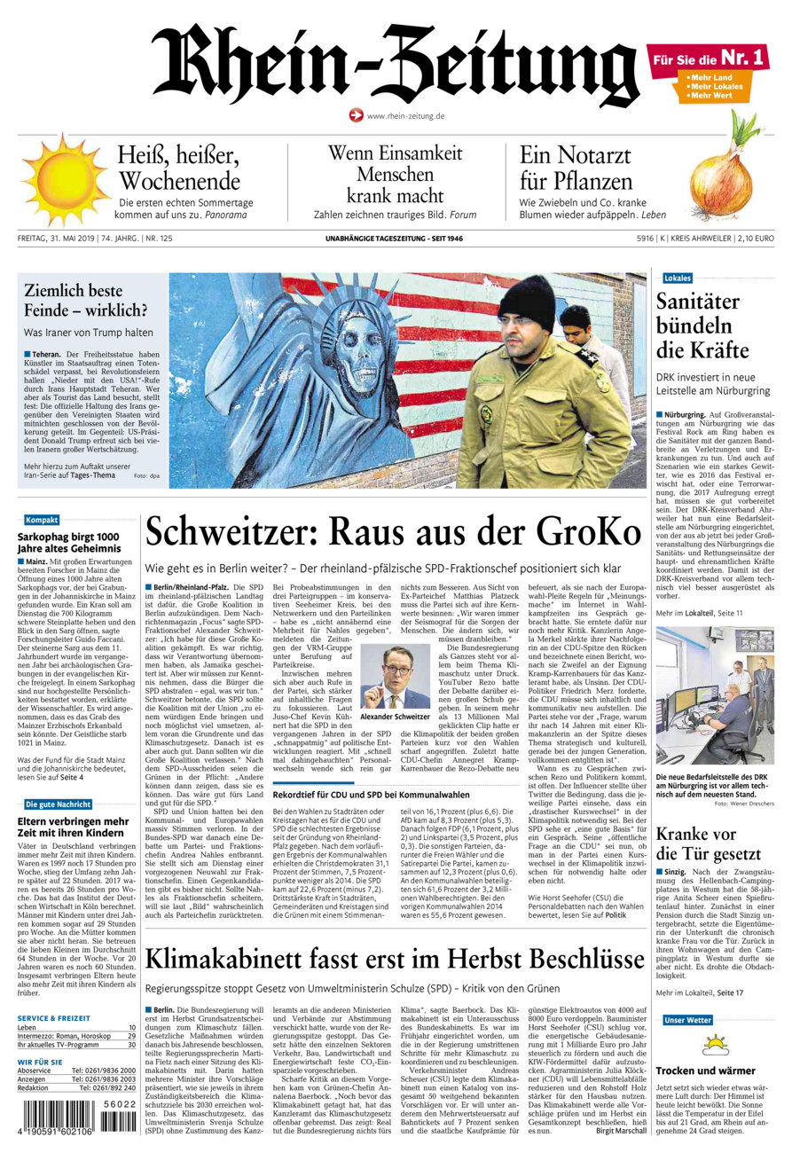 Rhein-Zeitung Kreis Ahrweiler vom Freitag, 31.05.2019