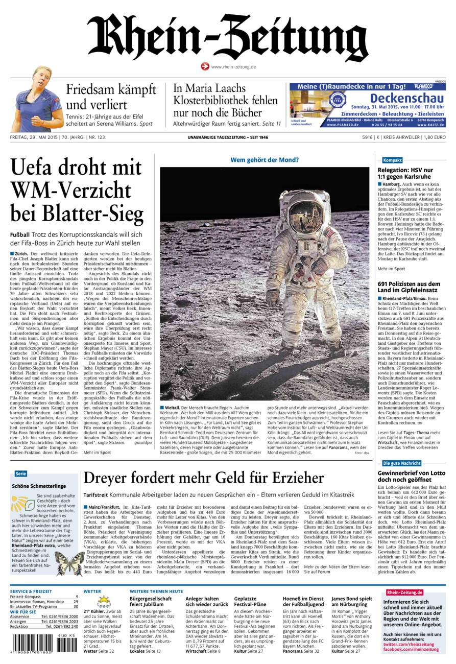 Rhein-Zeitung Kreis Ahrweiler vom Freitag, 29.05.2015