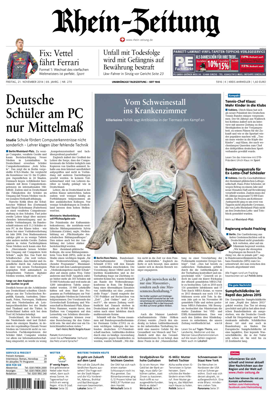 Rhein-Zeitung Kreis Ahrweiler vom Freitag, 21.11.2014