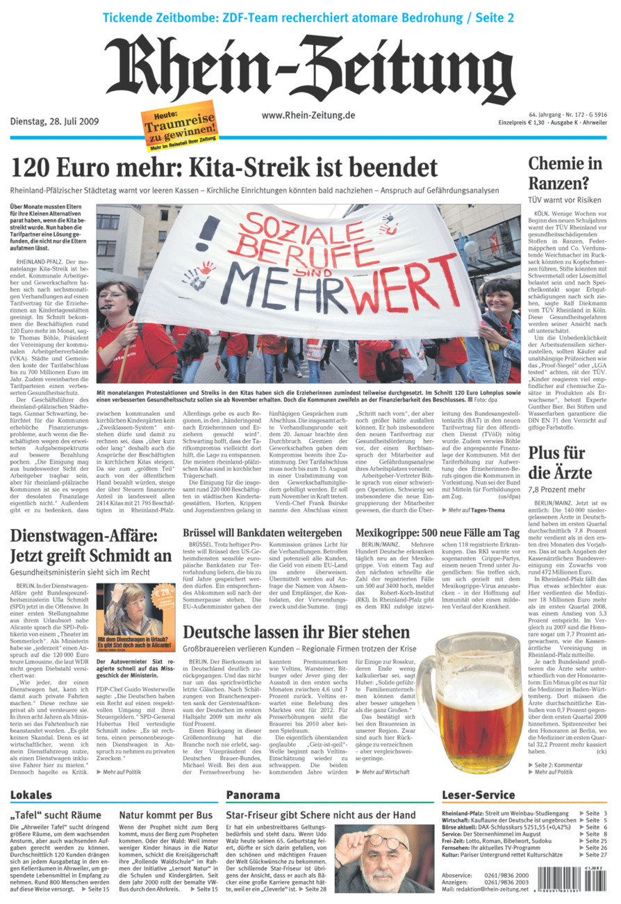 Rhein-Zeitung Kreis Ahrweiler vom Dienstag, 28.07.2009