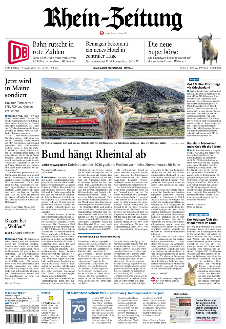 Rhein-Zeitung Kreis Ahrweiler vom Donnerstag, 17.03.2016