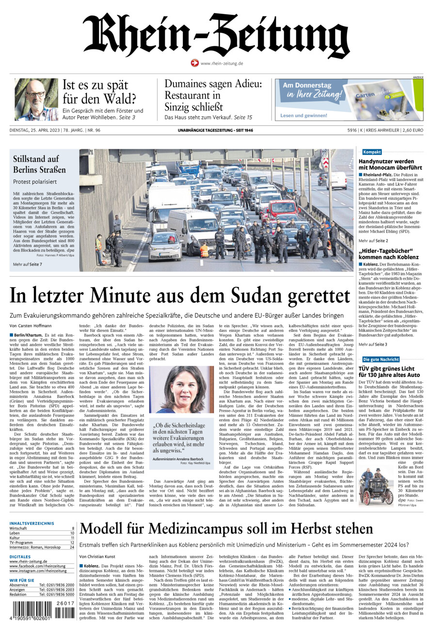 Rhein-Zeitung Kreis Ahrweiler vom Dienstag, 25.04.2023