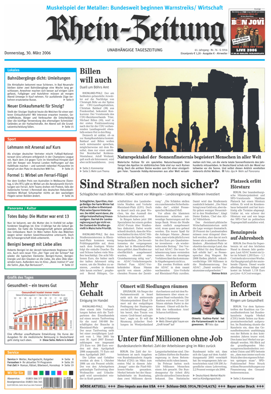 Rhein-Zeitung Kreis Ahrweiler vom Donnerstag, 30.03.2006