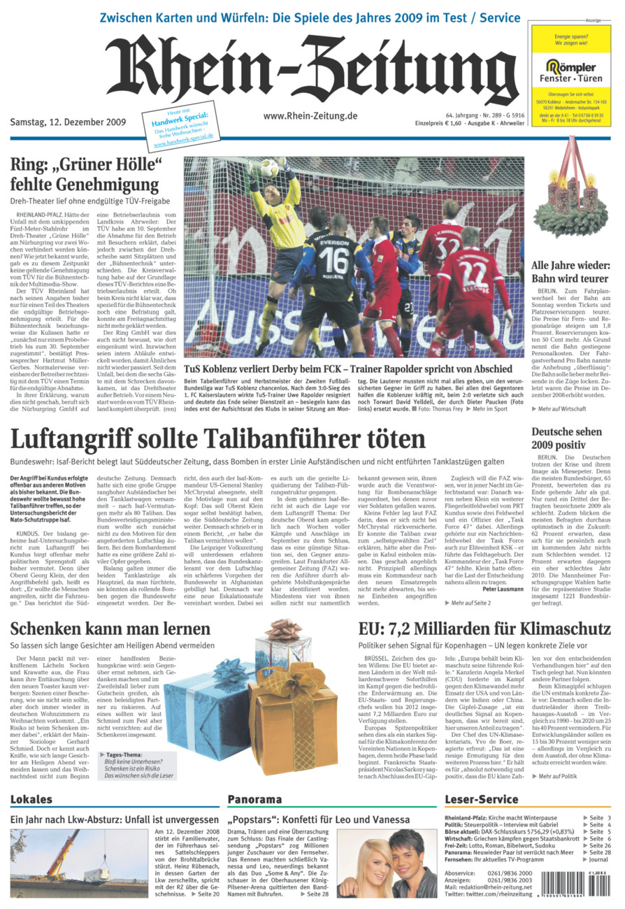 Rhein-Zeitung Kreis Ahrweiler vom Samstag, 12.12.2009