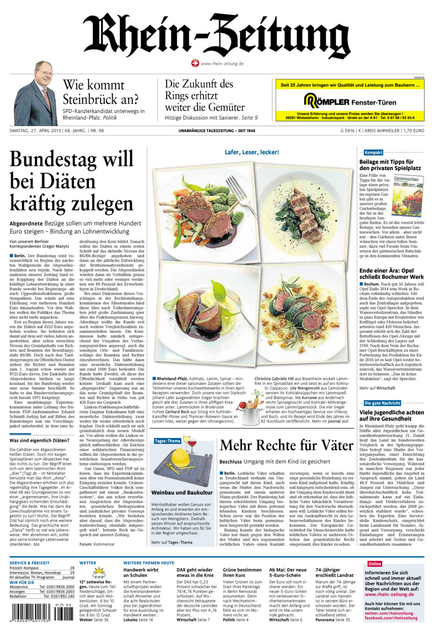 Rhein-Zeitung Kreis Ahrweiler vom Samstag, 27.04.2013
