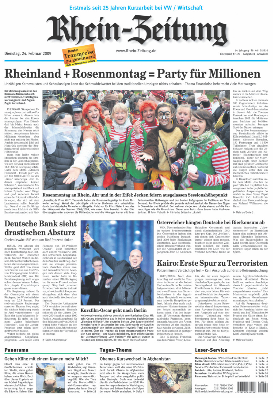 Rhein-Zeitung Kreis Ahrweiler vom Dienstag, 24.02.2009