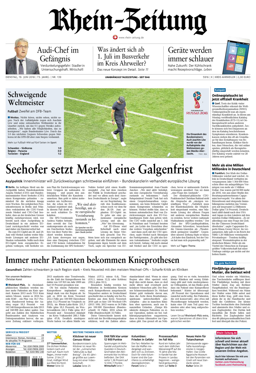 Rhein-Zeitung Kreis Ahrweiler vom Dienstag, 19.06.2018