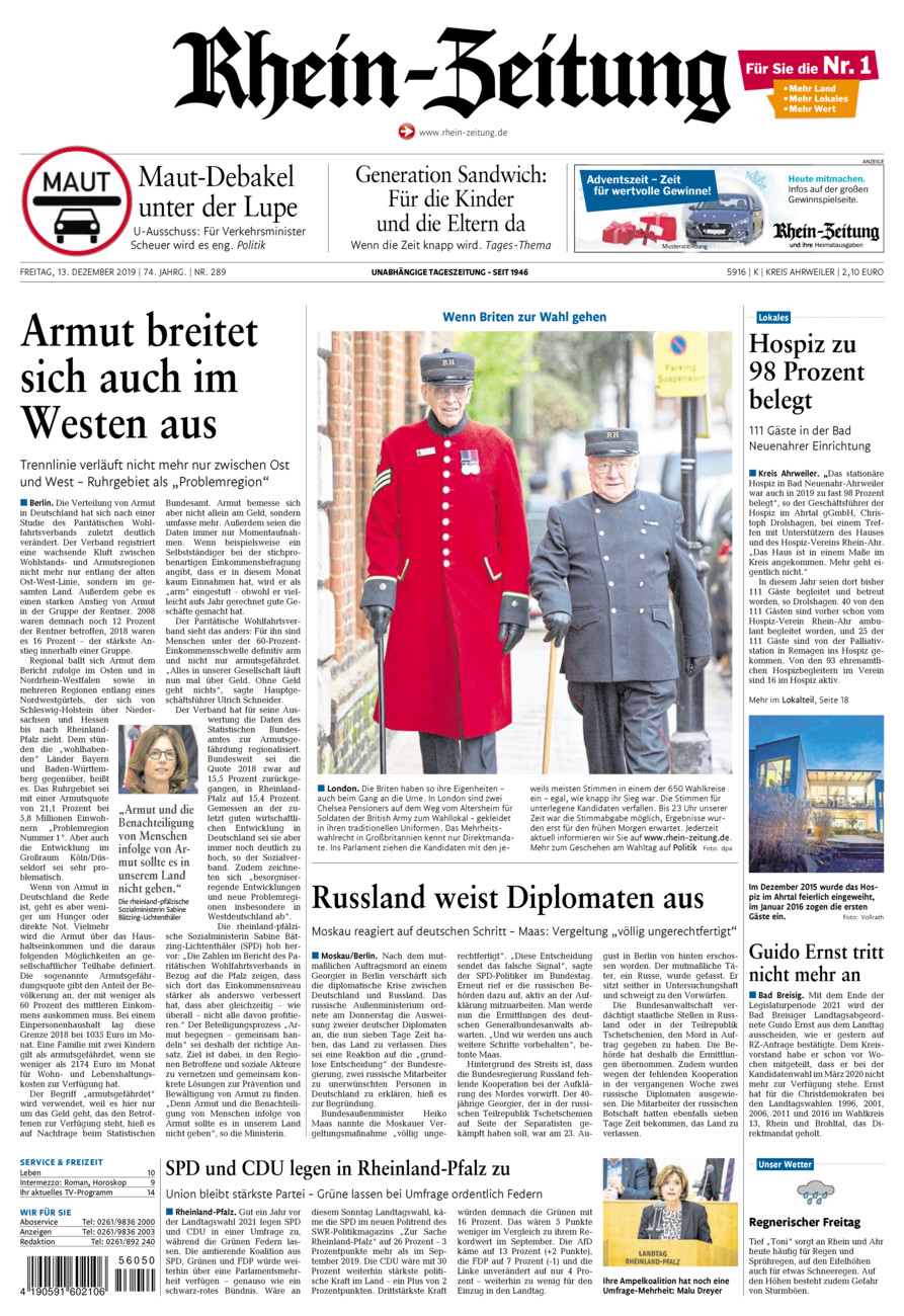 Rhein-Zeitung Kreis Ahrweiler vom Freitag, 13.12.2019