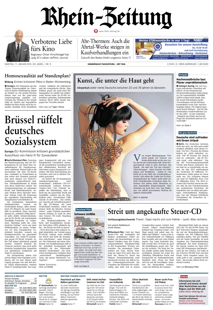 Rhein-Zeitung Kreis Ahrweiler vom Samstag, 11.01.2014