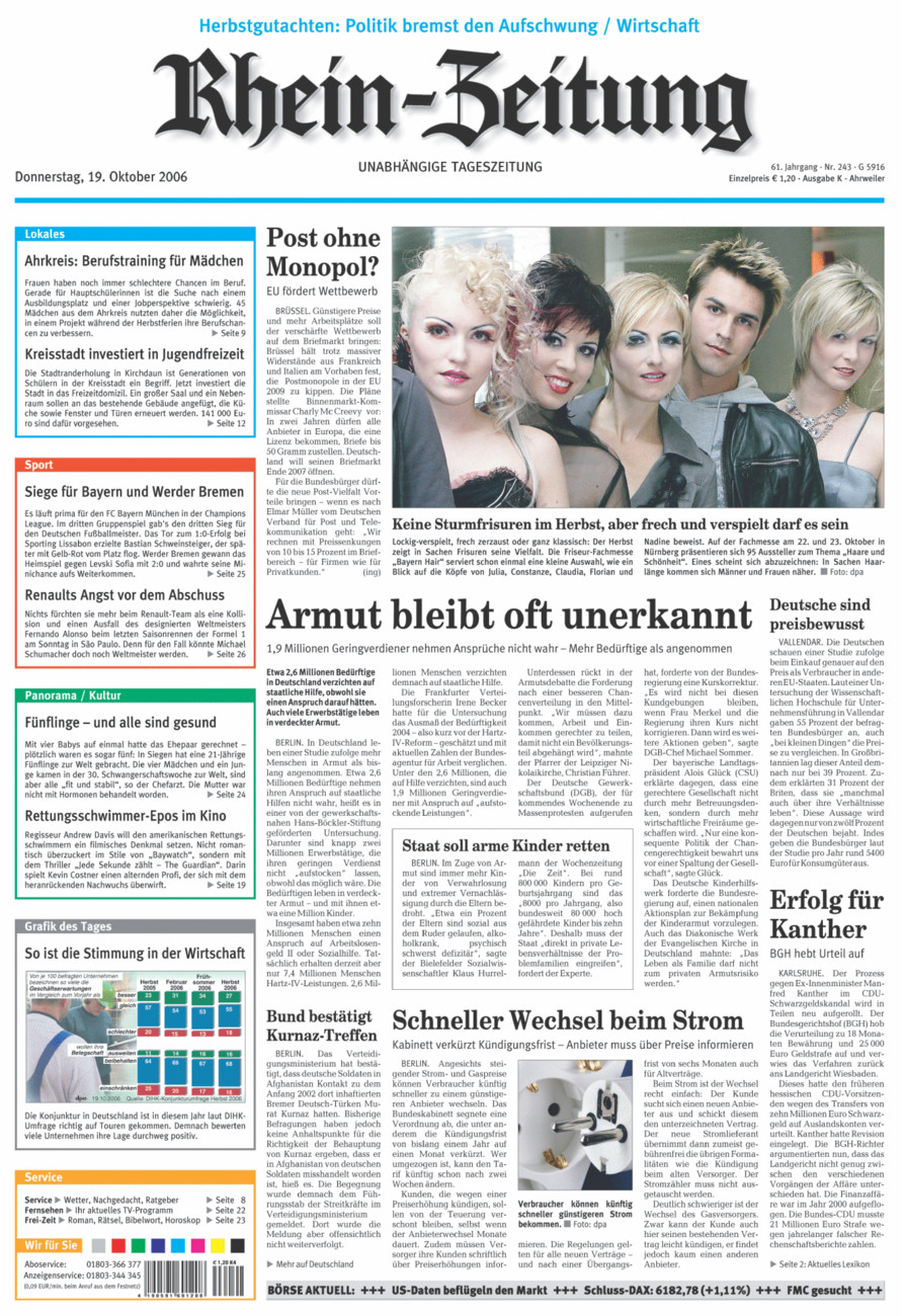 Rhein-Zeitung Kreis Ahrweiler vom Donnerstag, 19.10.2006