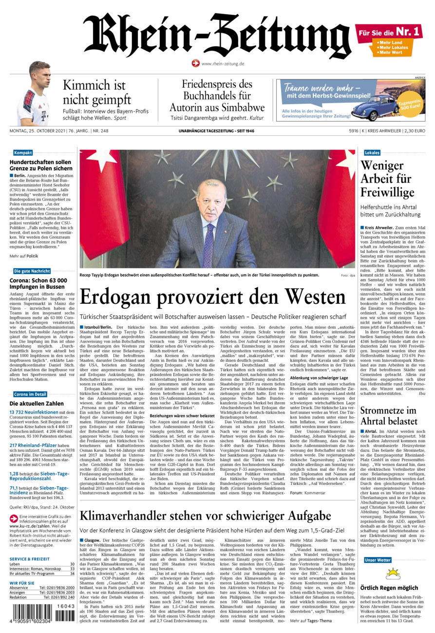 Rhein-Zeitung Kreis Ahrweiler vom Montag, 25.10.2021