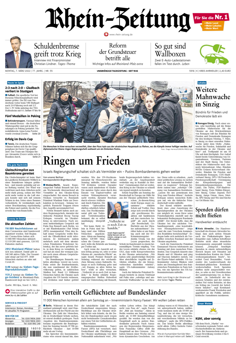 Rhein-Zeitung Kreis Ahrweiler vom Montag, 07.03.2022